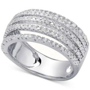 Diamond Multi-Band Statement Ring  Sterling Silver
